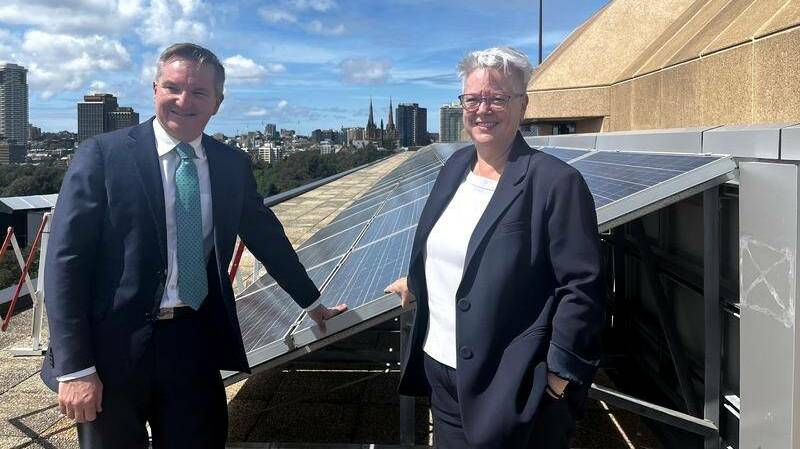 Chris Bowen and Penny Sharpe have announced $1.8 billion worth of renewable energy projects for NSW. Picture by Bray Boland/AAP PHOTOS