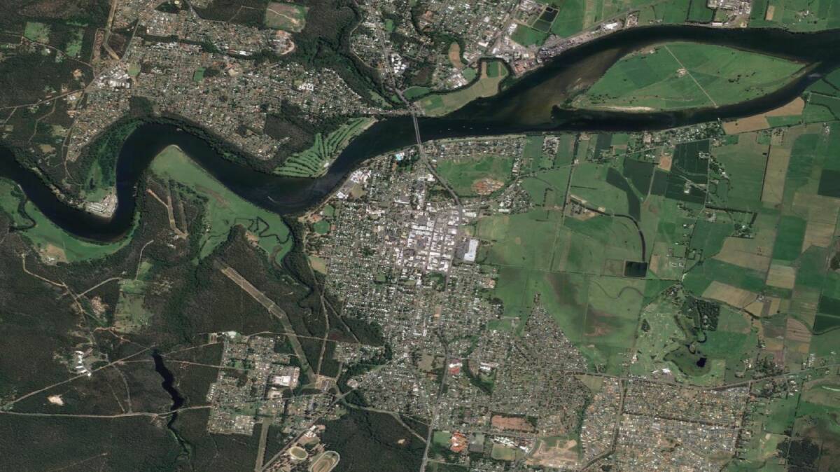 A satellite view of Nowra in the Shoalhaven council area of NSW. Picture: Google Earth