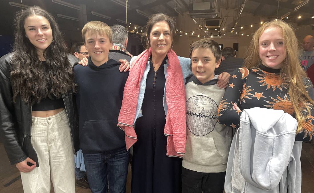 FAMILY: Kate Hook with her children Maddie, 19, Dougald, 15, Charlie 13 and Emma, 17 during Saturday night's end of campaign function.