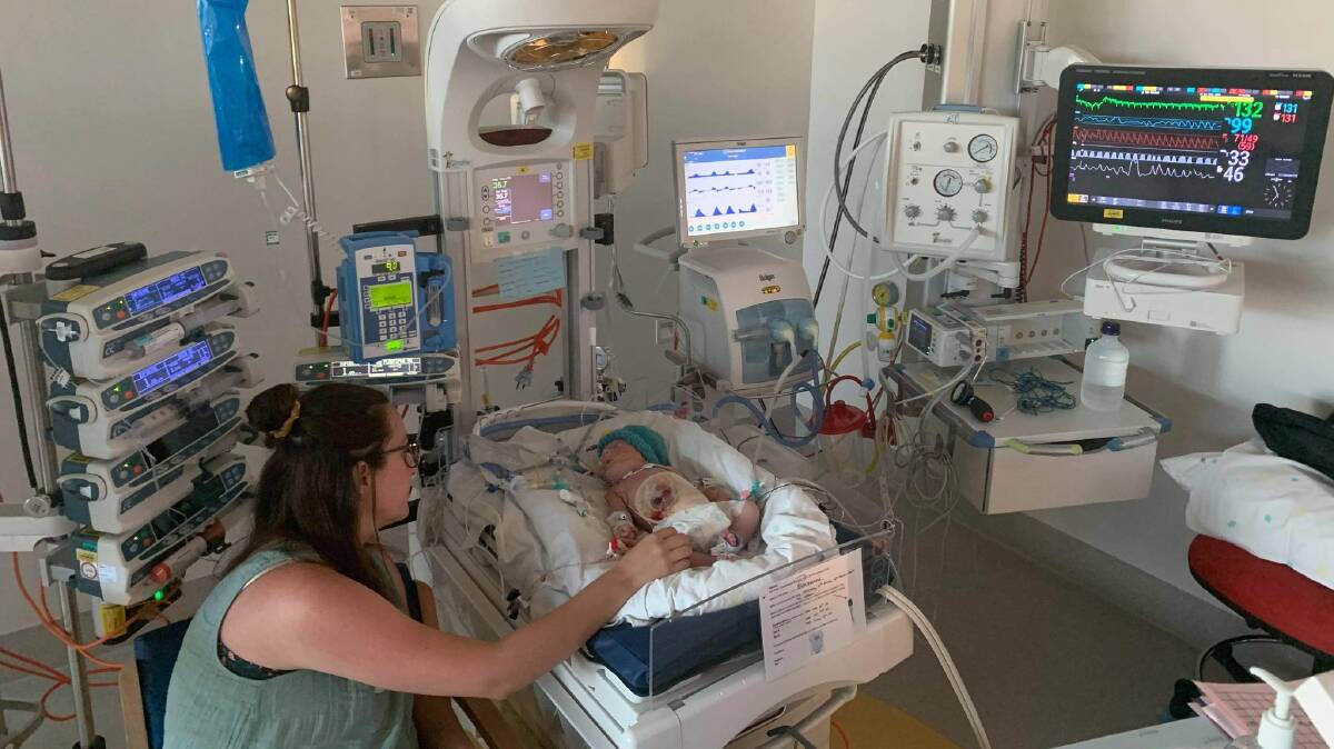 Baby Charlie and Mum Marlene after Charlie's emergency surgery at Perth Children's Hospital. Picture: Supplied.