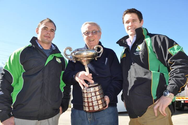 CYMS legend Vic Byrne with the Clayton Cup. Picture by Nick McGrath