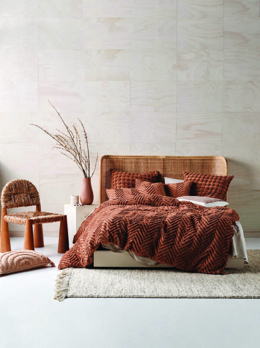 GET COSY: Fog cinnamon quilt set from the Linen House collection. Photo: Supplied