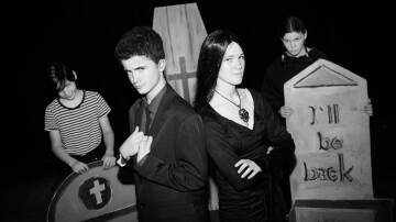 
The cast of The Addams Famliy: Oscar Corbett and Gianna Kendrick (centre) playing Gomez and Morticia Addams, flanked by Nate Kendrick as Pugsley and Kristin Kendrick as Wednesday. Picture by James Arrow