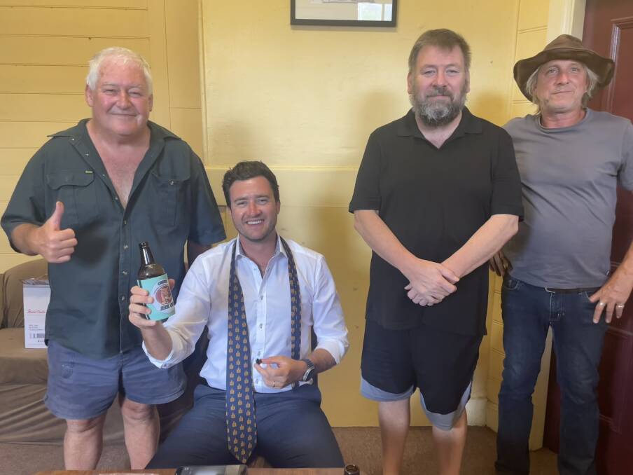 Ajax, Councillor Benjamin Fry, John Tomkinson and Phil Schubert spent their day sampling jerky of different flavours as judges of the "Jerk Off" at the Royal Hotel Sofala. Picture by Alise McIntosh 