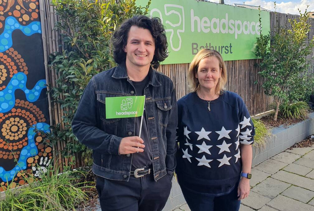 Headspace Bathurst community engagement coordinator Sam Bolt with Marathon Health general manager- operations Western Sherryn Honeywood. Picture supplied
