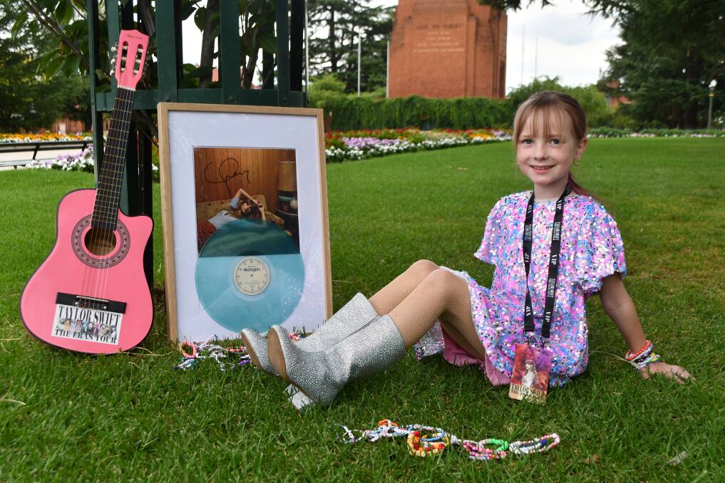 Eight-year-old Ava Staff may just be Bathurst's biggest Taylor Swift fan, and will be attending Sydney, night three of The Eras Tour. Picture by Rachel Chamberlain
