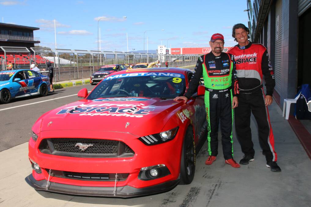 Former Bathurst 1000 winner John Bowe (left) is one of the drivers who provides the thrill of the race to Fastrack clients around Mount Panorama. Picture supplied