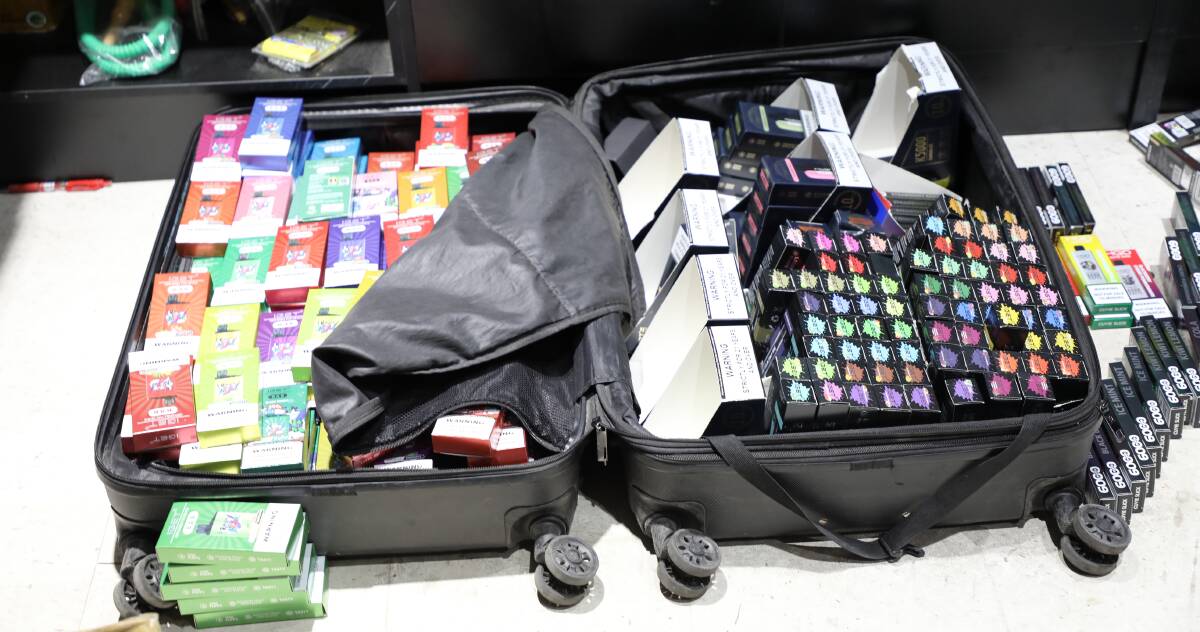 Vapes seized during ABF's February crackdown on illigal tobacco imports. Picture supplied