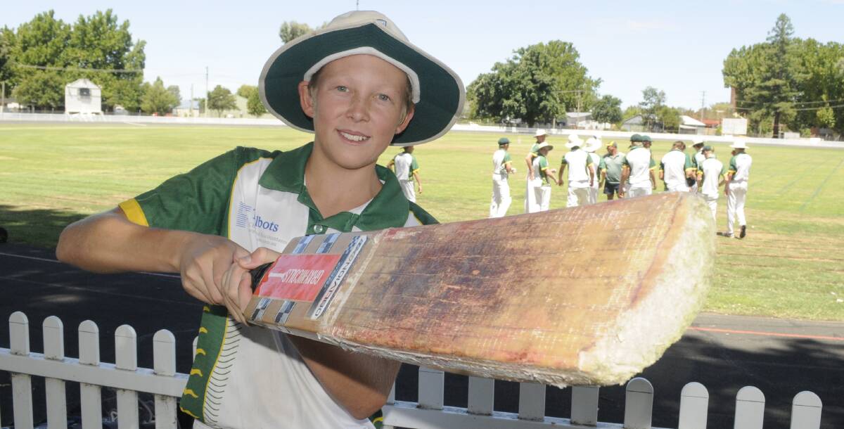 GOOD EFFORT: Sam Hall opened for St Stanislaus' College on Saturday, hitting a total of 33 runs. Here he's pictured with the Bathurst under 16s Mitchell side last year. Photo: CHRIS SEABROOK
