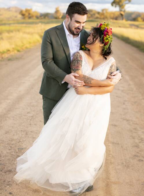 WEDDED: Bathurst couple Chris Tierney and Janine Caburian were married at Ophir Reserve near Orange on Saturday. Photo: KIRSTEN CUNNINGHAM