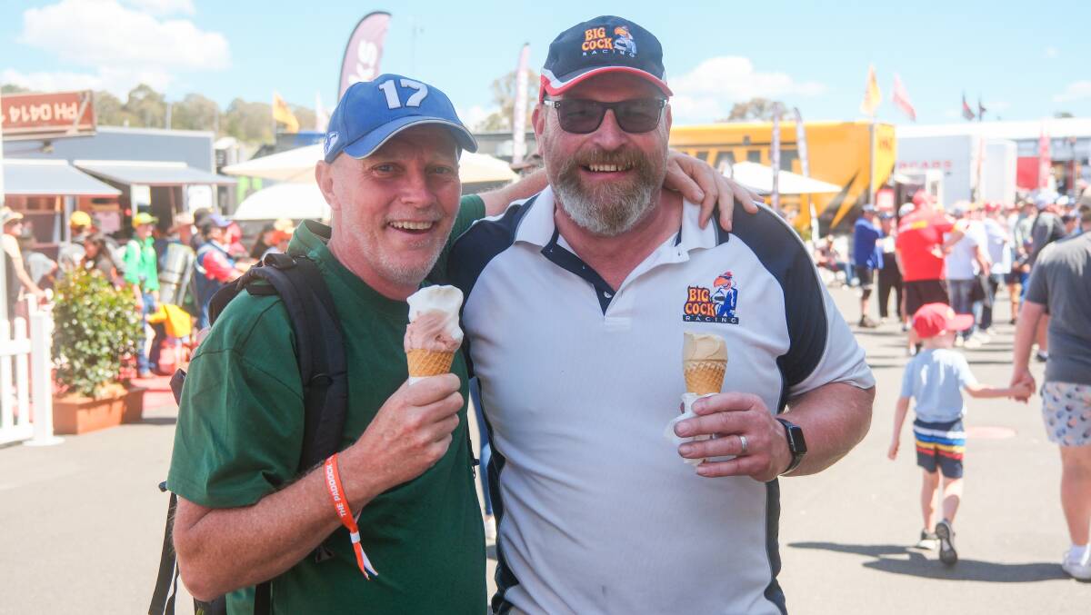 Van Kirby and Jason Van Der Heyden came from Ballarat to watch this year's Bathurst 1000 on Sunday. Picture by James Arrow