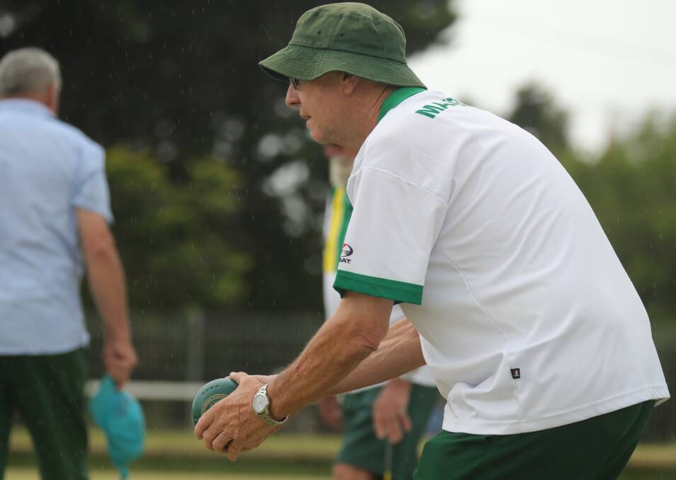 EYE ON THE PRIZE: Roger Cooper in action at the Majellan Bowls Club. Photo: PHIL BLATCH