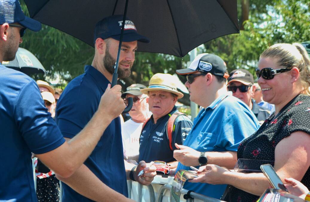 TRACK TO TOWN: Shane van Gisbergen meeting fans at the Bathurst 12 Hour in 2020. He'll be racing again this year. Photo: RACHEL CHAMBERLAIN