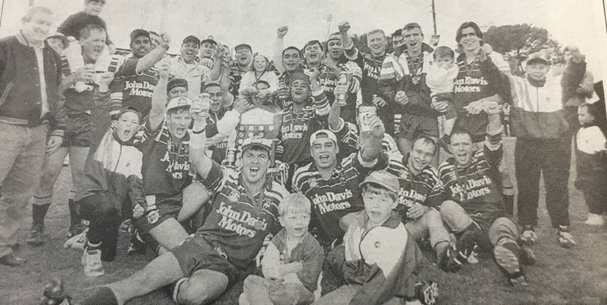 Blayney Bears post-game after their 1996 premiership success. 