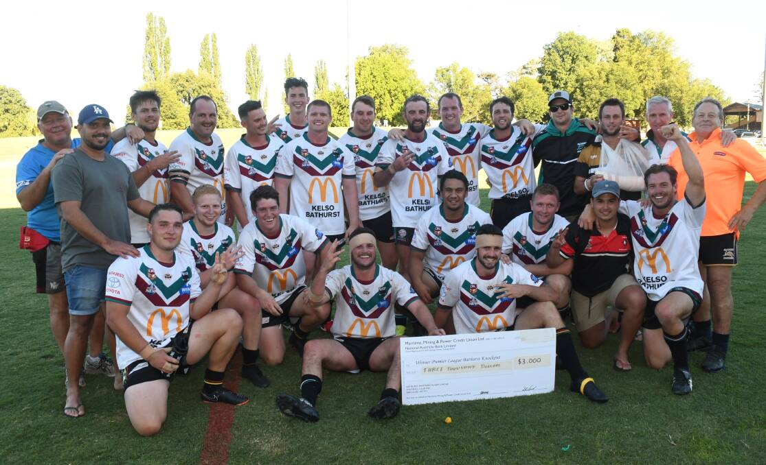 The Bathurst Panthers team after its 2019 knockout victory. Photo: CHRIS SEABROOK