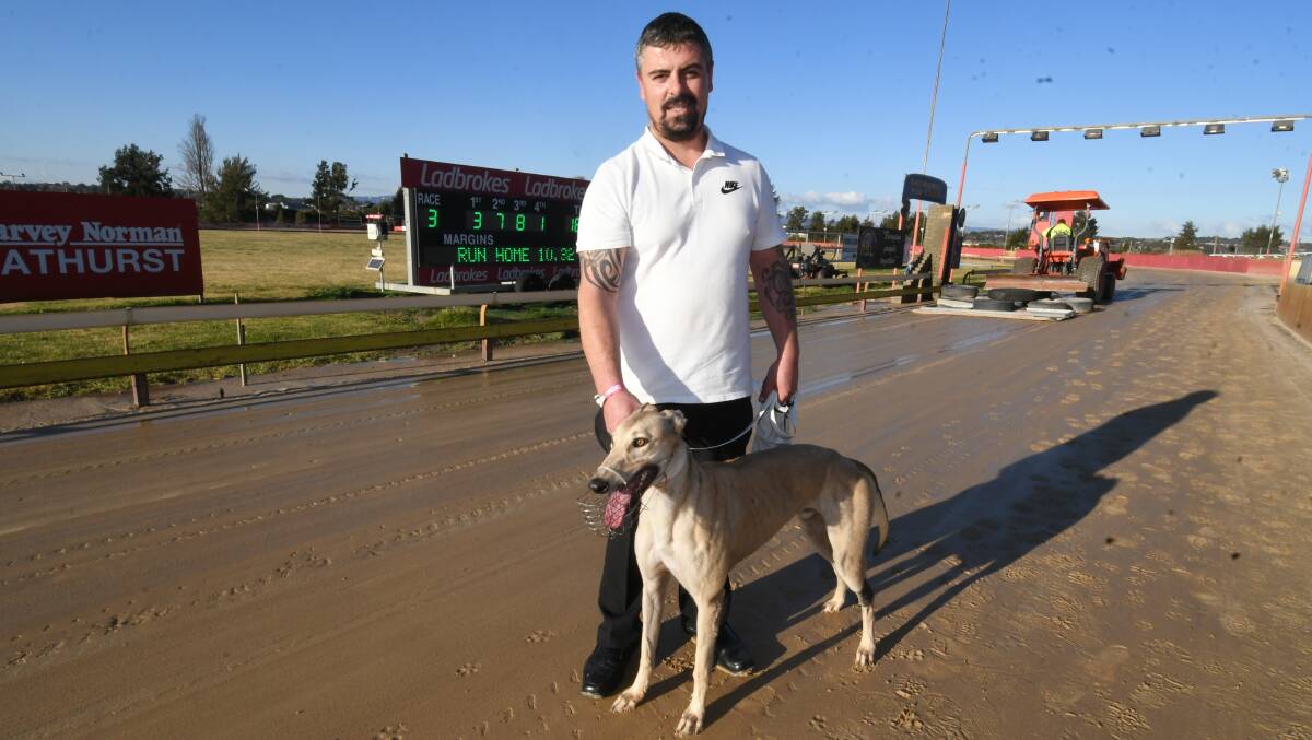 MAIDEN WIN: Fairfield West trainer Robert Stojanov with No Bob Rob following his win at Kennerson Park on Monday afternoon. Photo: CHRIS SEABROOK