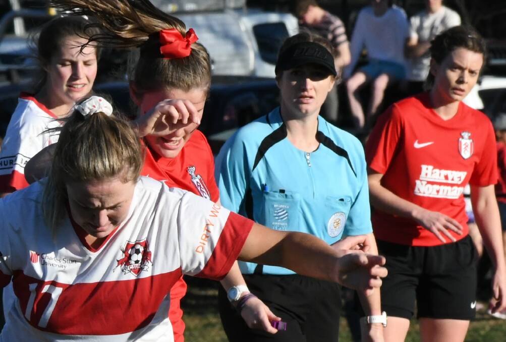 IN THE MIDDLE: Tegan Williams was in charge of the Bathurst District Football women's first grade 2019 grand final. The Bathurst Football Referees Association will host a referees course next month. Photo: CHRIS SEABROOK