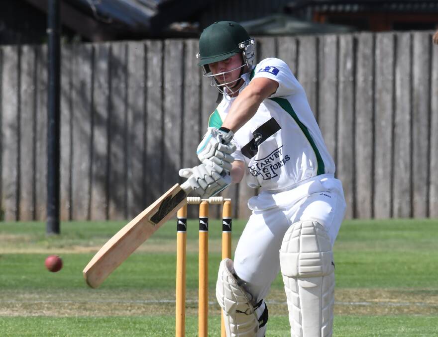 BIG KNOCK: Tyler Horton batting for Centennials Bulls earlier this season. He hit 91 on Saturday against CYMS for Bulls to claim a four-wicket win. Photo: CARLA FREEDMAN
