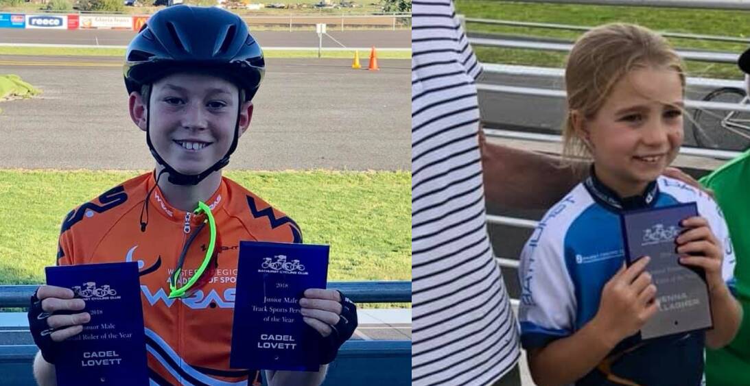 AWARD: Pictured is Bathurst Cycling Club juniors Cadel Lovett and Jenna Gallagher. Photo: @BathurstCyclingClub Facebook page