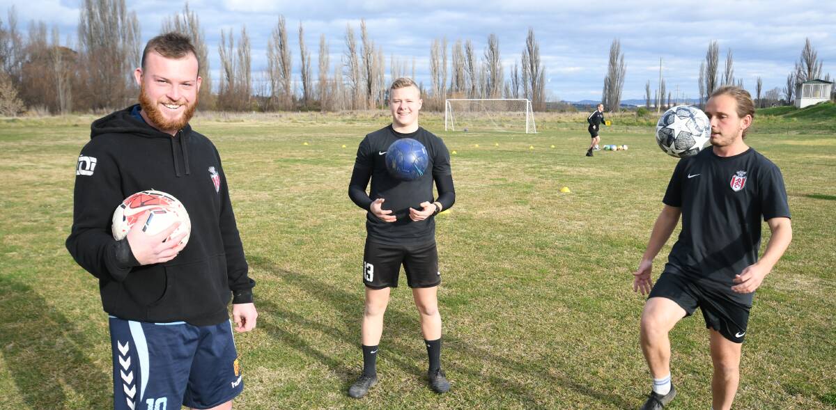 LONG WAIT IS OVER: Panorama players Ryan Peacock, Mitchell Cooper and Jules Bardon are looking forward to next weekend's match. Photo: CHRIS SEABROOK 062820csocr
