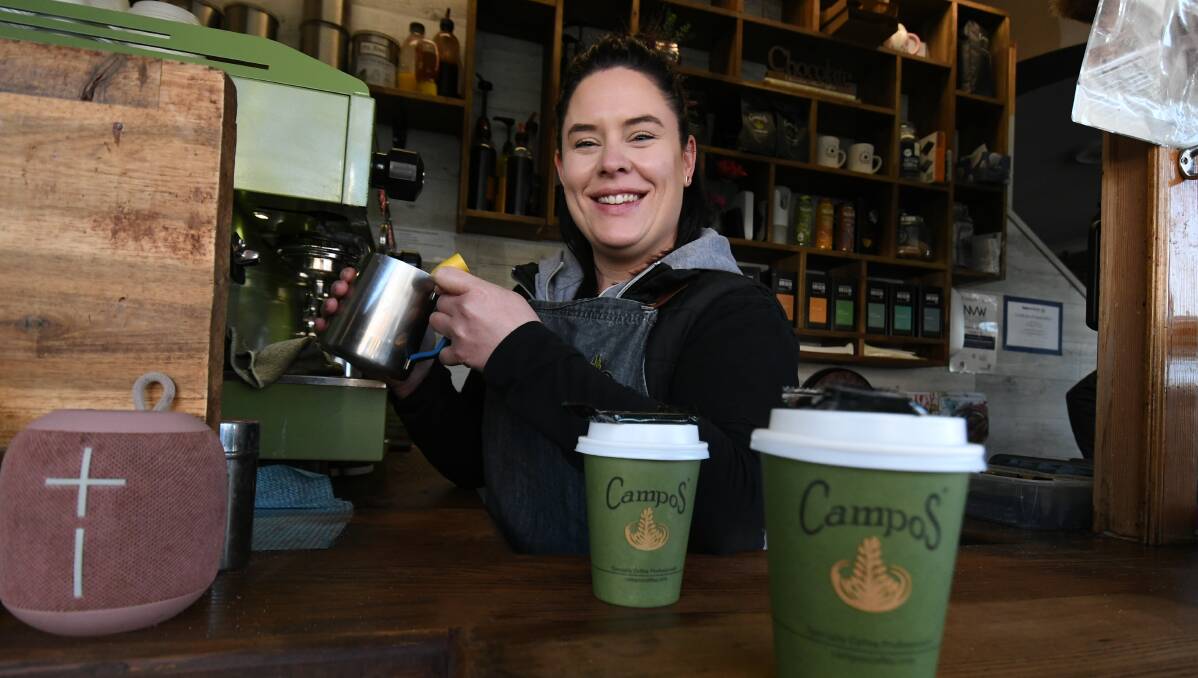 WHERE'S THE BEST: Crema on George barista Kayli Foody. Does Crema serve the best coffee in Bathurst. Photo: CHRIS SEABROOK 070120campos1