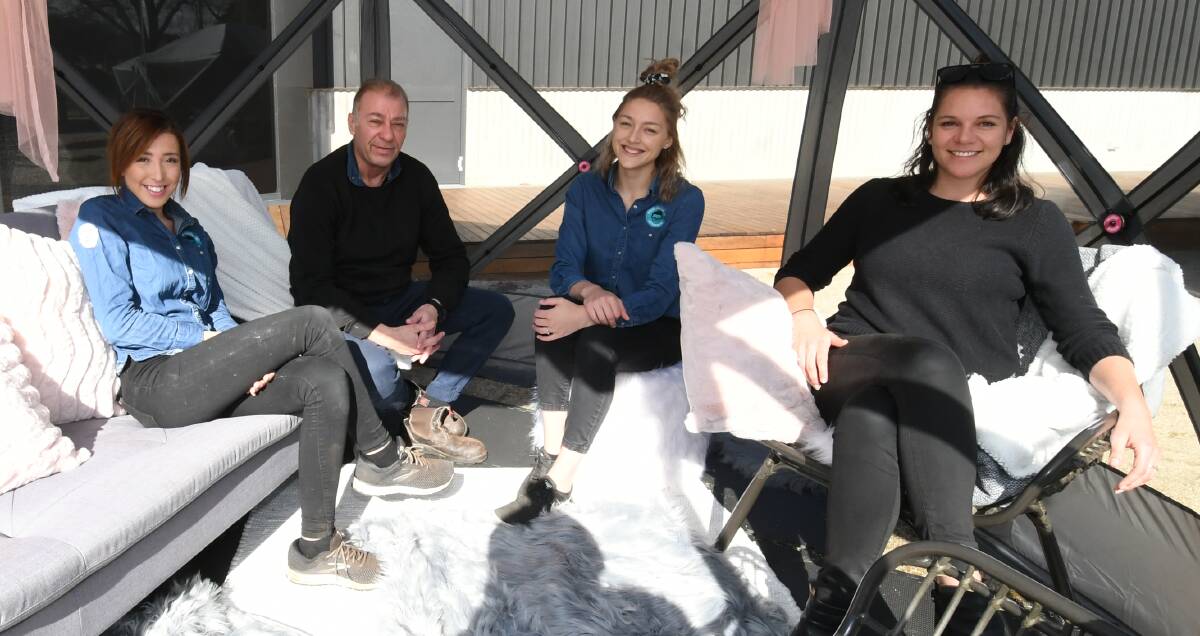 RELAX: Arthur and Co's Kate McIlherron, owner Arthur Aube and Tahlia Stokes with Bathurst Regional Council event manager Hannah Welch. Photo: CHRIS SEABROOK 
