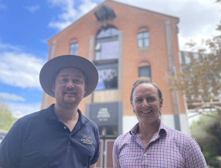 The Grange's Nick Jones with Hamish Keith, outside the Wool Store, a venue that is one of a number of locations driving Bathurst's development into a high end boutique accomodation destination. Picture by Bradley Jurd