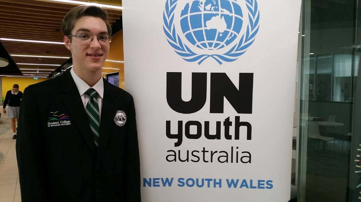 VOICE: Year 9 Kelso High Campus student TJ Henderson competing at the United Nations Voice competition in Sydney on November 22. Photo: CONTRIBUTED