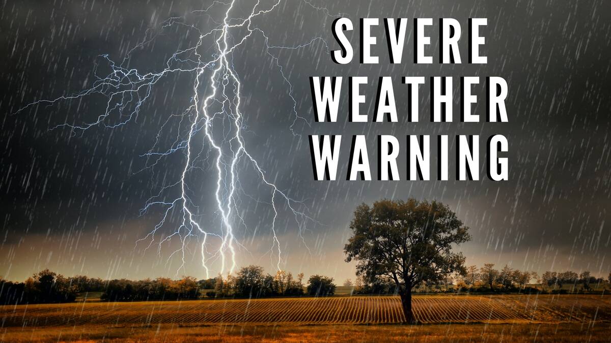 A severe weather warning has been issued in areas near Bathurst.