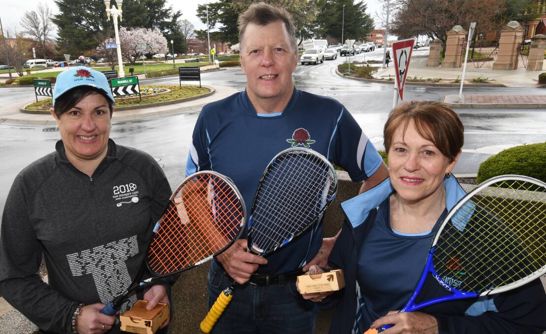 WINNERS: Bathurst Squash Club's Jackie Cousins, Dave Fuller and Sue McMahon. Photo: CHRIS SEABROOK