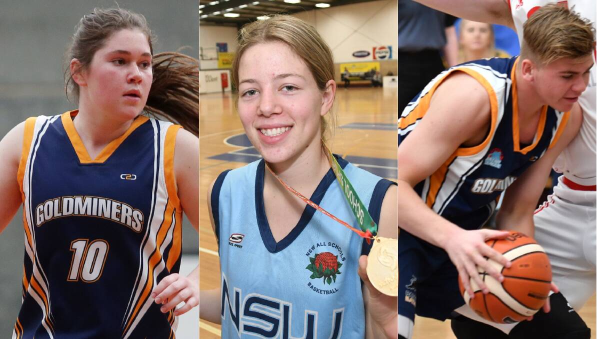 TRIO: Matilda Flood, Sara Matthews and Zak Simons will all represent NSW at the Australian Junior Under 20s Basketball Championships. 