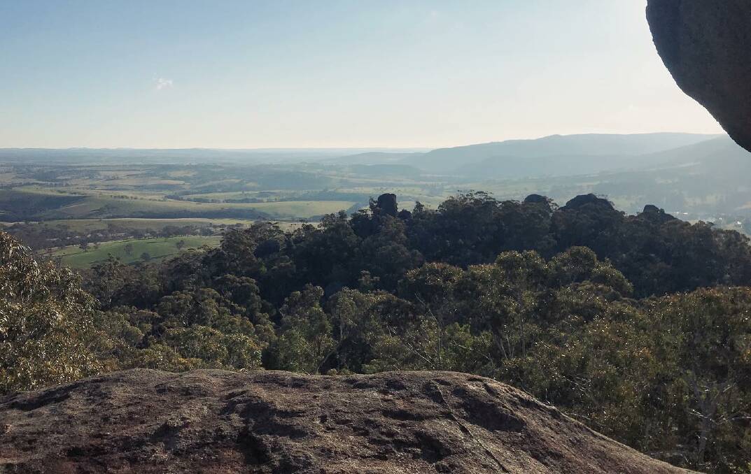 The view from a top the granite formation at the Evans Crown Nature Reserve.