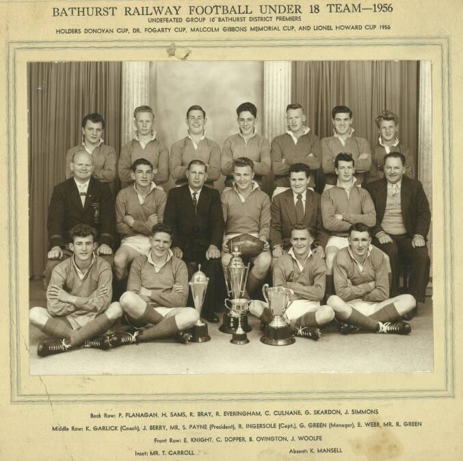 This team photo of the 1956 Bathurst Railway under 18s side was submitted by a reader. 