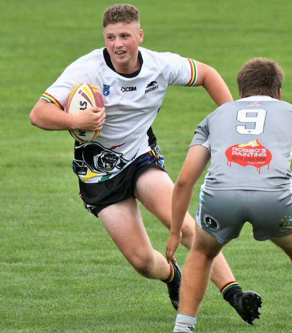 BIG WIN: Logan Dufty, pictured for Panthers in its Western Under 21s campaign in February, scored a try for his team in the under 18s derby. Photo: CHRIS SEABROOK