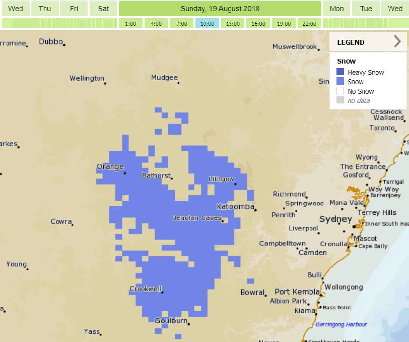 Snow forecast on weekend for the Central Tablelands