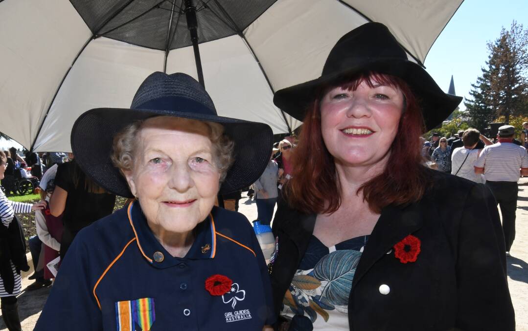 MOTHER AND DAUGHTER: Betty Wardman with her daughter, Narelle Wardman at the Anzac Day service on Wednesday. 042518canzac8