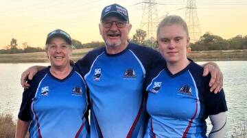 Deb Clarke, Graeme Housler and Caitlin Waldron after performing at the Australian Dragon Boat Championships earlier this month. Picture supplied