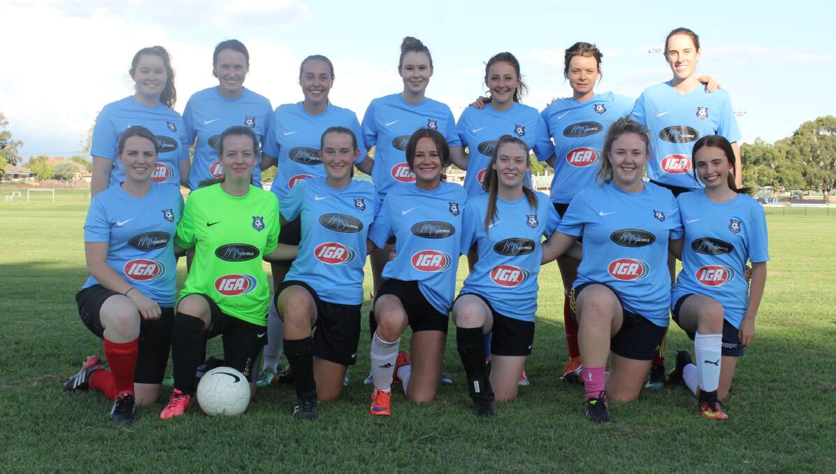 GAME ON: Bathurst District Football's senior women's side on Wednesday, prior to their trial match Western NSW Mariners' senior women's side. Photo: BRADLEY JURD