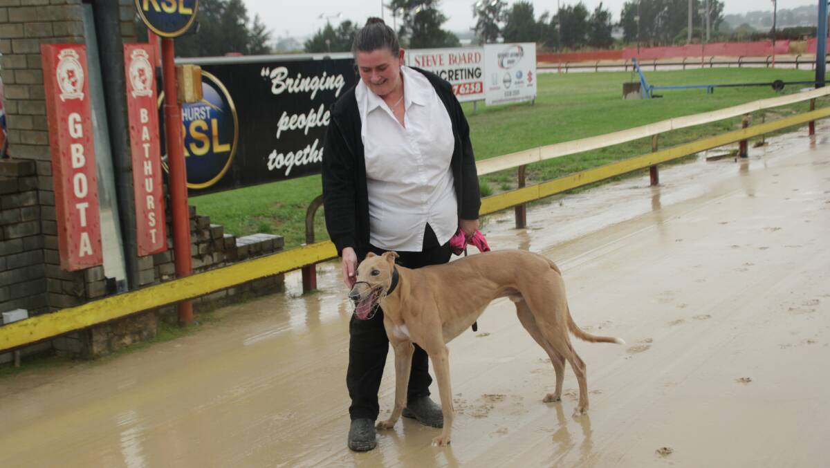 MAIDEN WIN: Left Turn Clyde, following his win maiden win at Kennerson Park on Monday evening. He's pictured with Limekilns trainer Sarah Hopkins. Photo: BRADLEY JURD