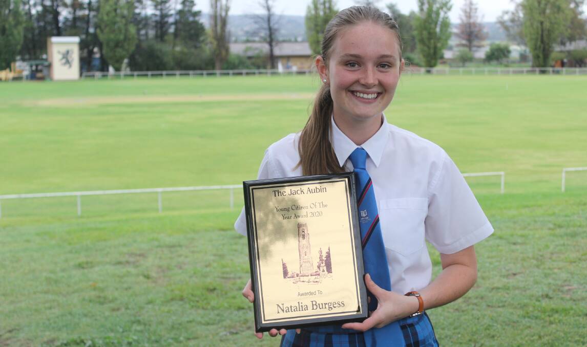 HONOUR: Natalia Burgess with her Jack Aubin Young Citizen of the Year award. Photo: BRADLEY JURD