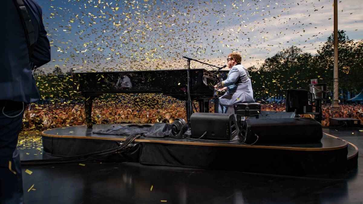 ROCKET MAN: Elton John performing at Weisbaden in Germany. He'll perform to a massive crowd at Carrington Park in January. Photo: SUPPLIED