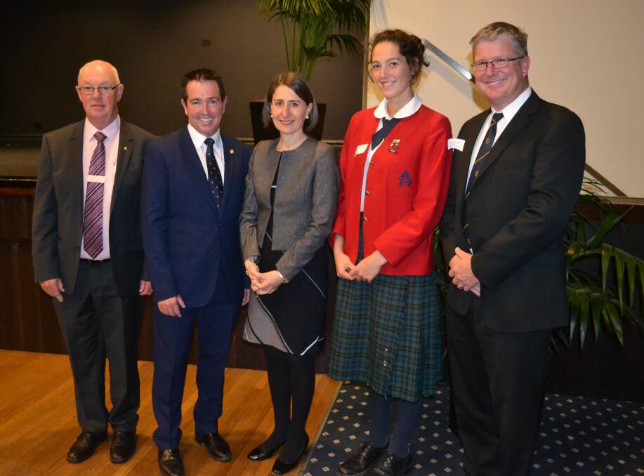 PREMIER IN TOWN: Graeme Hanger, Paul Toole, Gladys Berejiklian, Sarah Driver and Michael Coote at the Bathurst RSL on Wednesday night. 