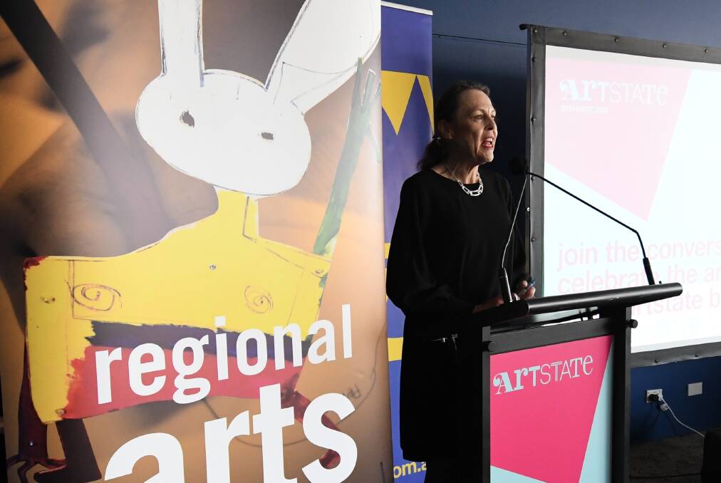 LAUNCH: Regional Arts NSW chief executive officer Elizabeth Rogers at the Artstate 2018 launch at Bathurst Memorial Entertainment Centre on Monday. Photo: CHRIS SEABROOK