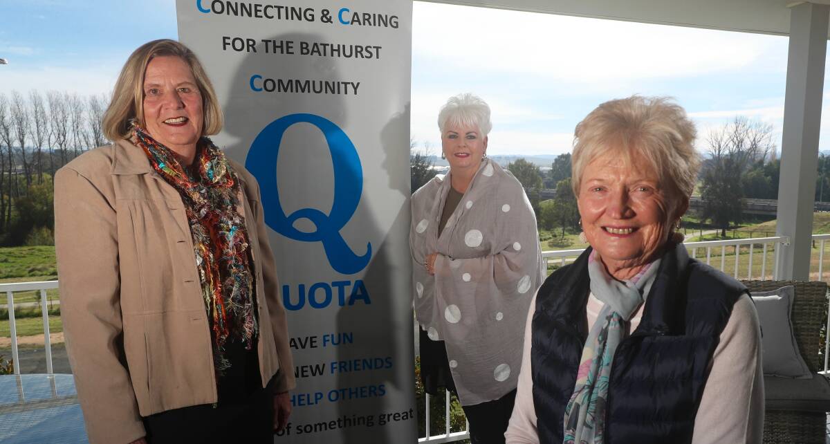 STILL ACTIVE: Quota Bathurst members Annette Welch, Sue Pocknall and Wendy Pratley. The group is still active during the coronavirus pandemic, meeting online via Zoom. Photo: PHIL BLATCH
