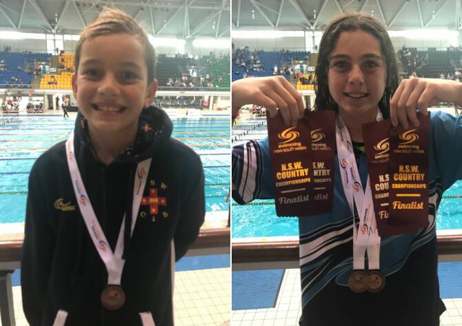 MEDALS: Bathurst swimmers Harry and Ruby Thorne at the Swimming NSW Country Championships on the weekend. Photos: SUPPLIED