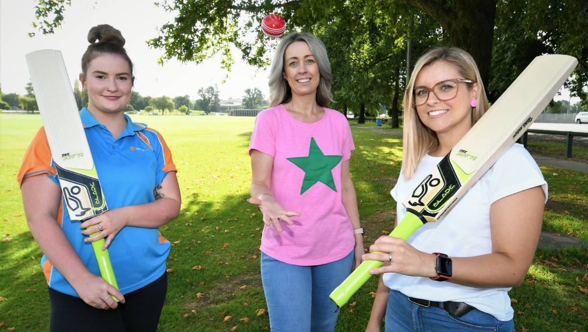 GAME ON: Tilly Casy, Aleisha Rogers and Amanda Marks looking forward to the Women's Social Smash starting on March 7 at Morse Park. Photo: CHRIS SEABROOK 