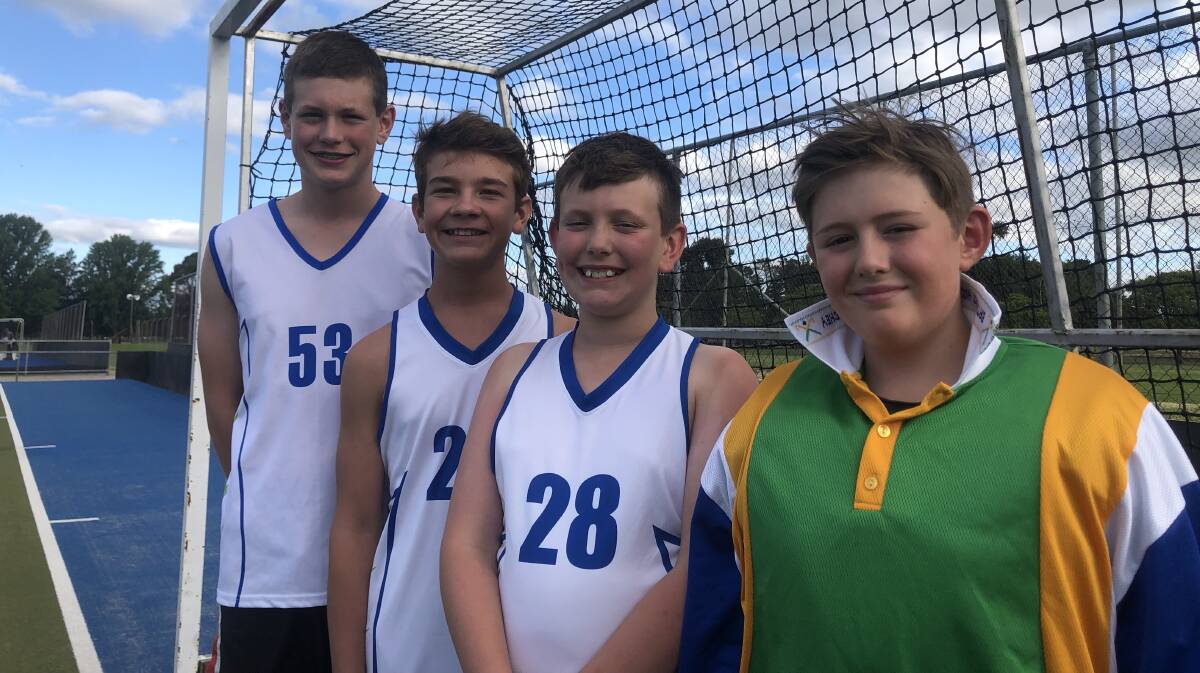 READY: Some of the players that will represent the Bathurst under 13s indoor hockey side this weekend: Will Daymond, Logan Speer, Hamish Daymond and Henry Martin Clarke. Photo: CONTRIBUTED