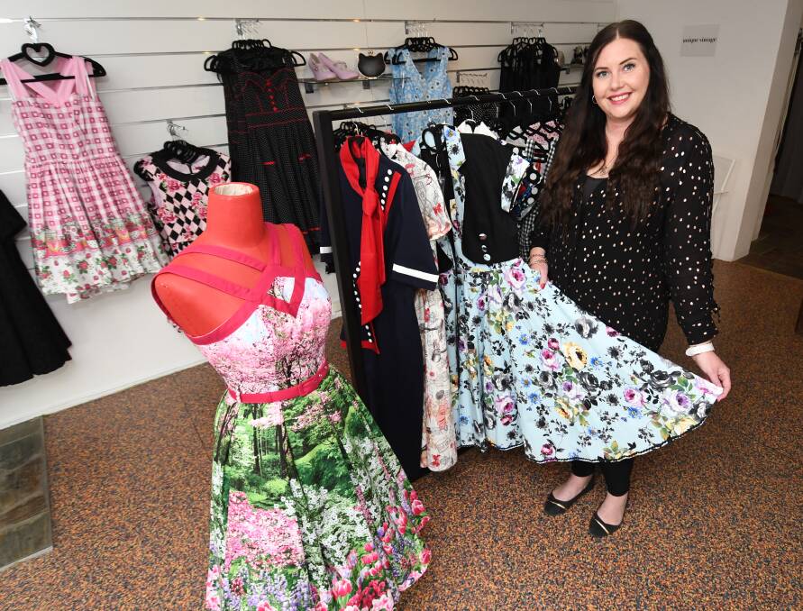 NEW BUSINESS: Tracey Pozza, owner of Love Daphne, which sells a range of stylish ladies vintage inspired fashion outfits. Photo: CHRIS SEABROOK