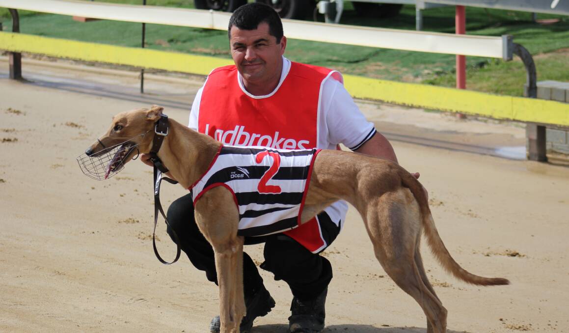 DOUBLE DELIGHT: Londonderry trainer Darren Sultana enjoyed two wins at Kennerson Park on Monday afternoon. He's pictured with Oxley Blue Eyes. Photo: BRADLEY JURD