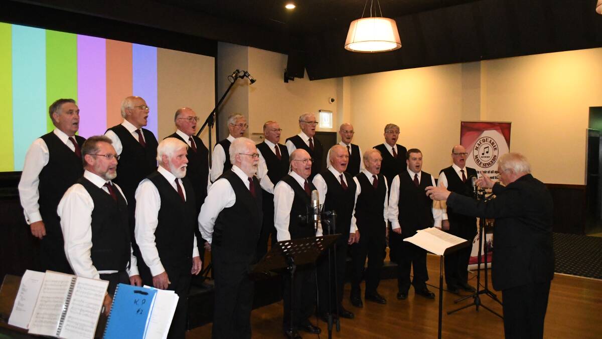 PERFORMANCE: The Macquarie Male Singers perform You Raise Me Up at the Legacy Widows Christmas luncheon at the Bathurst RSL Club. Photos: CHRIS SEABROOK 121017clegacy8